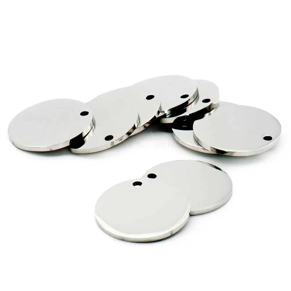 Wholesale 10PCS Stainless Steel Round Dog ID Tag Blank Pendants For Necklaces Custom DIY Jewelry Making Keychain Dog Tag