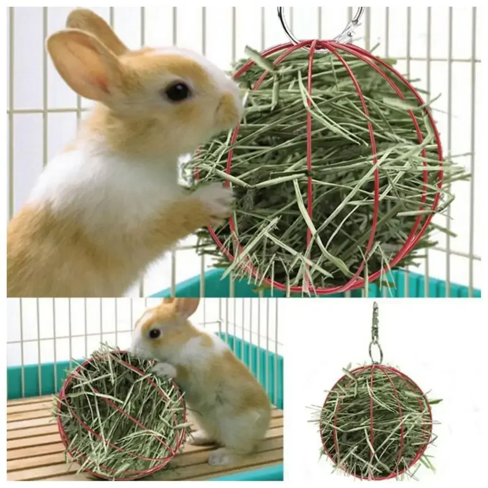 Hanging Long Chain Round Rabbit Grass Ball Small Metal Hamster Grass Ball Rack Guinea Pig Grass Feeder Pet Toy Pet Supplies