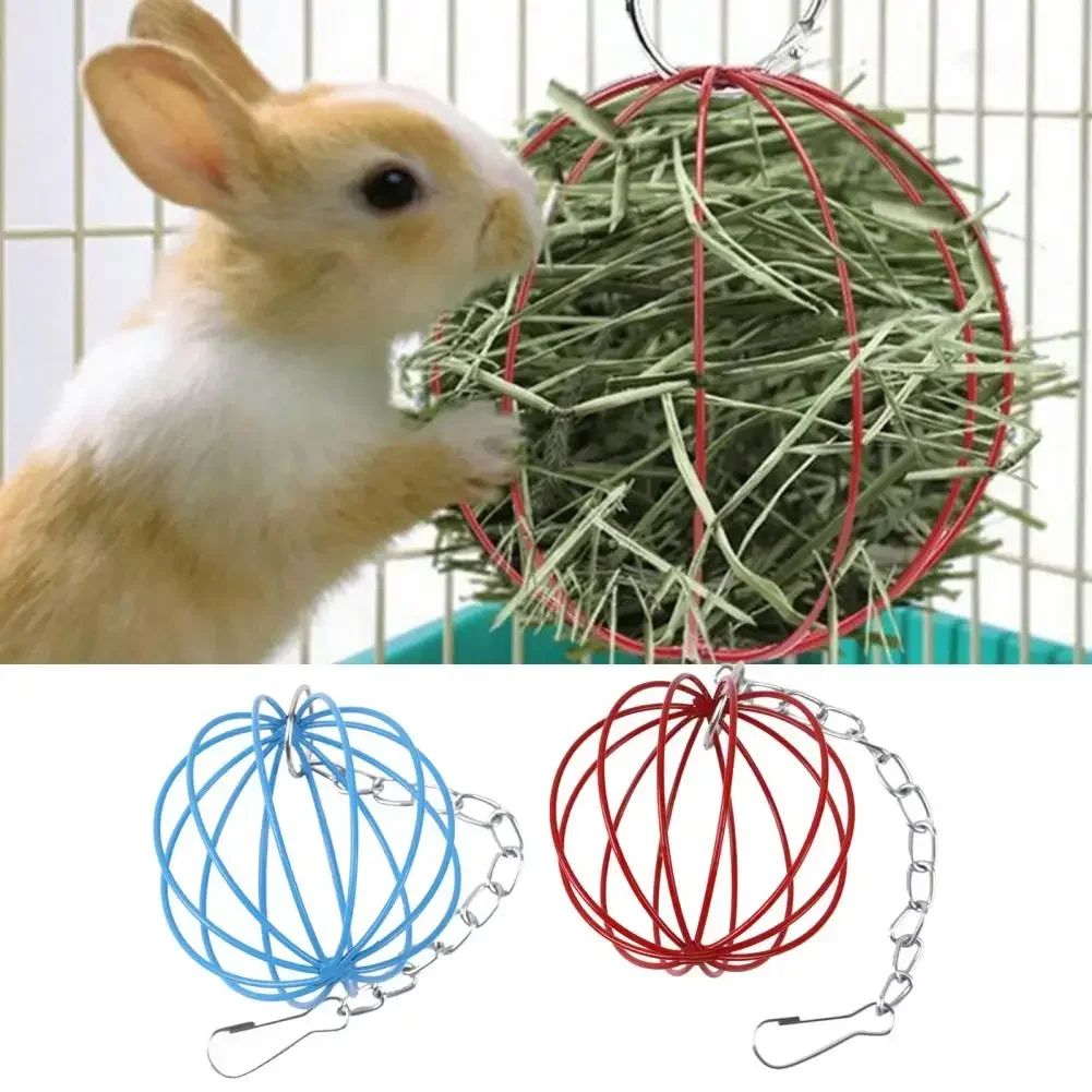 Hanging Long Chain Round Rabbit Grass Ball Small Metal Hamster Grass Ball Rack Guinea Pig Grass Feeder Pet Toy Pet Supplies