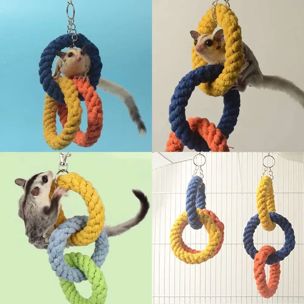 Hamster Toy Climbing Rope Toys Small Pets Bird Rope Swing Toy Hanging Cotton Rope Cage Accessories Play Toys Set