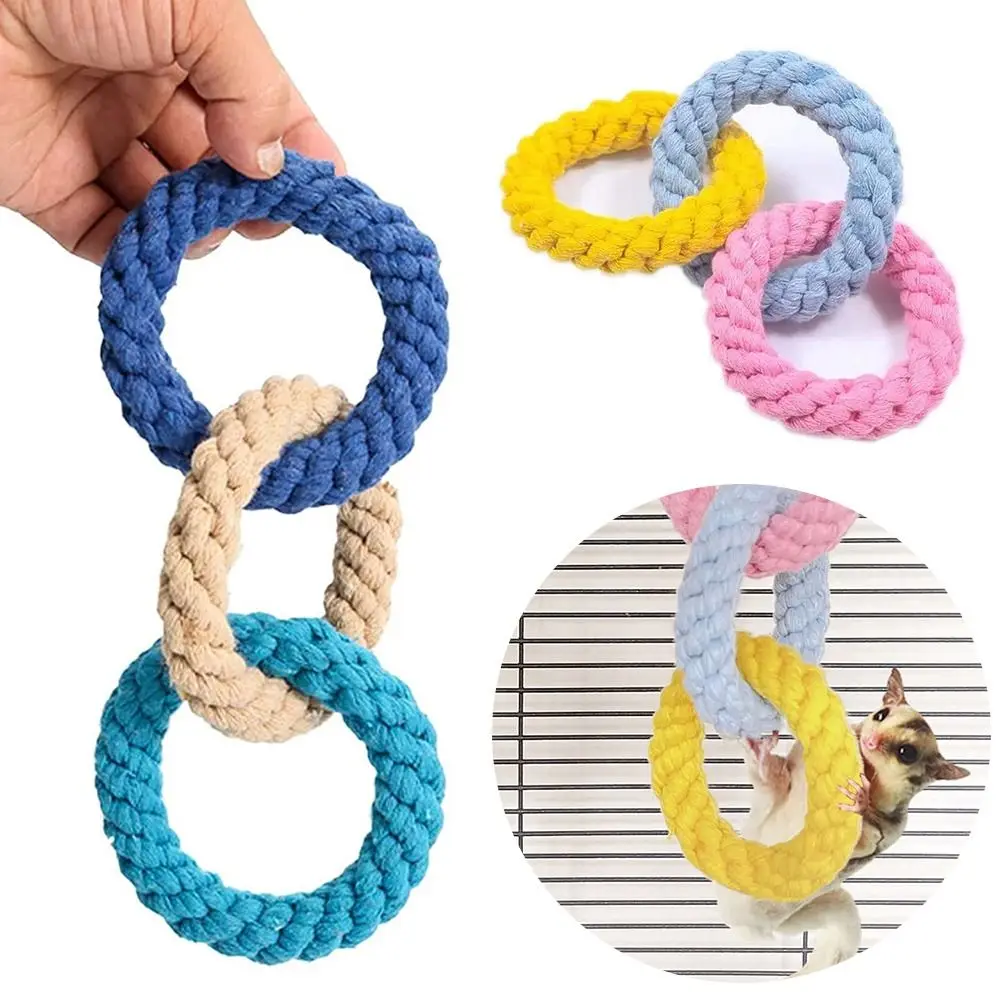 Hamster Toy Climbing Rope Toys Small Pets Bird Rope Swing Toy Hanging Cotton Rope Cage Accessories Play Toys Set