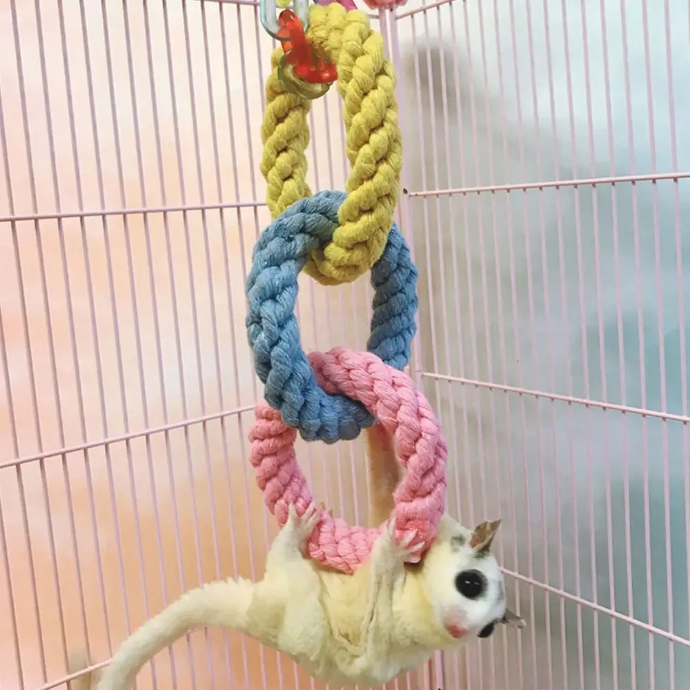 Hamster Toy Climbing Rope Toys Small Pets Bird Rope Swing Toy Hanging Cotton Rope Cage Accessories Play Toys Set