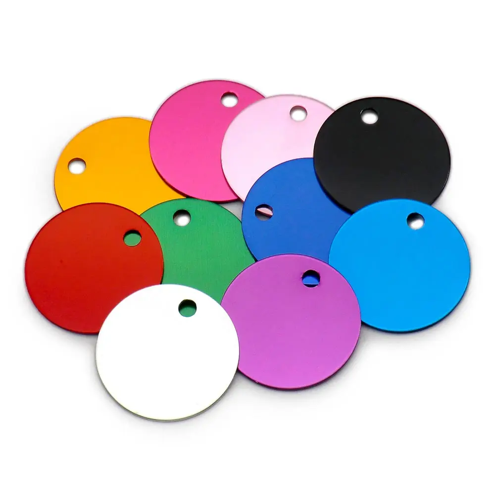 Wholesale 20Pcs Dog Id Tags Round Aluminum Tag DIY Personalized Pet Name Plate Engraving Anti-lost Pendant Collar Accessory