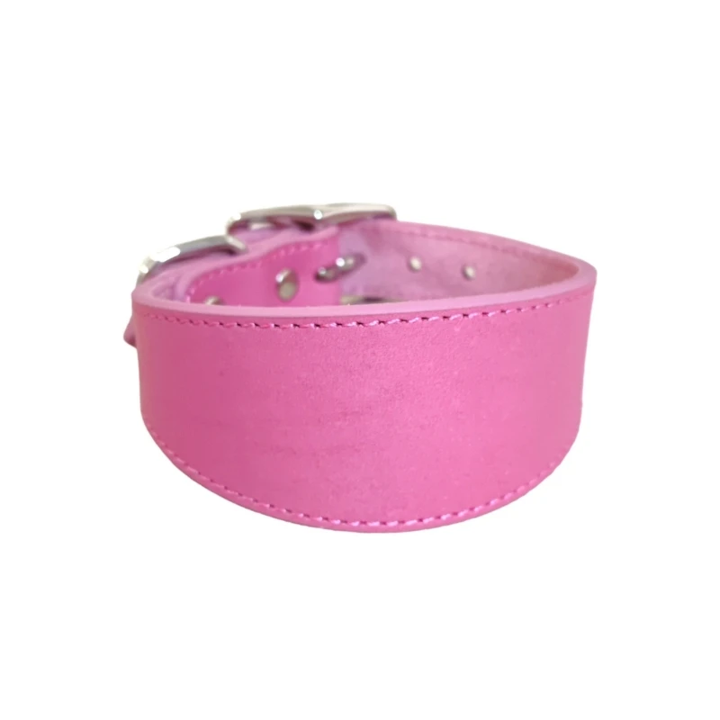 Wide Padded Dogs Collar Genuine Leathers Puppy Collars for Lurchers Italian Greyhounds Comfortable Pet Dogs Accessories B03E