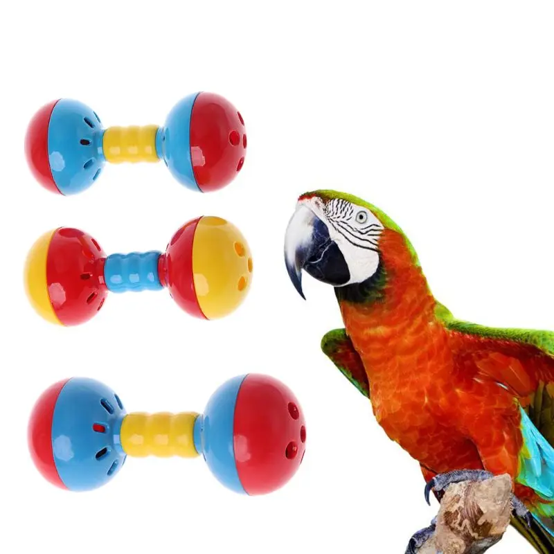 Bird Colorful Plastics Interactive Dual Balls Parrot Toy for African Greys Cockatoo Small Medium Parrots Y5GB