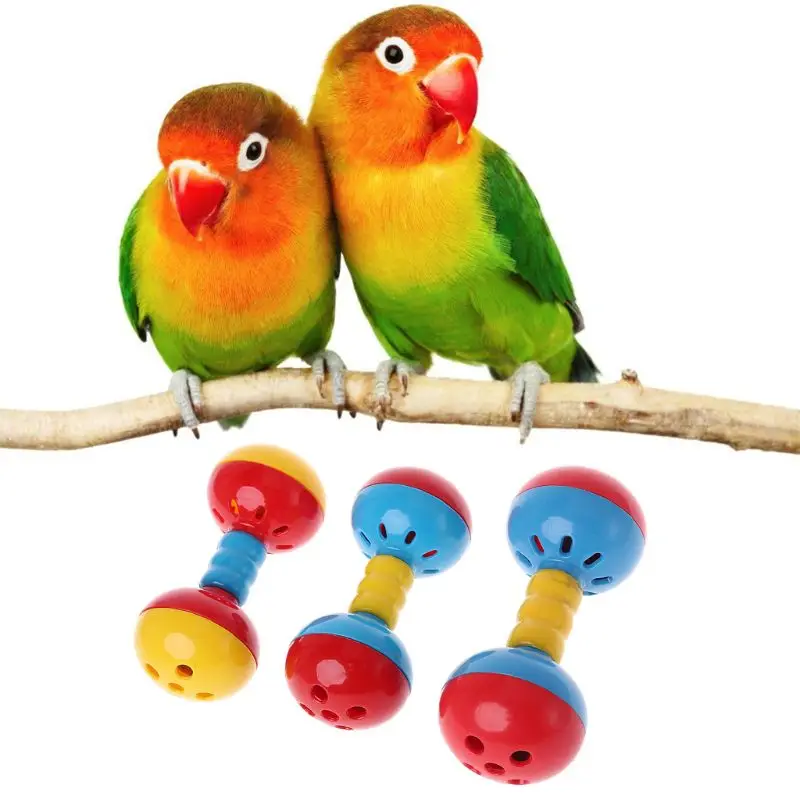 Bird Colorful Plastics Interactive Dual Balls Parrot Toy for African Greys Cockatoo Small Medium Parrots Y5GB