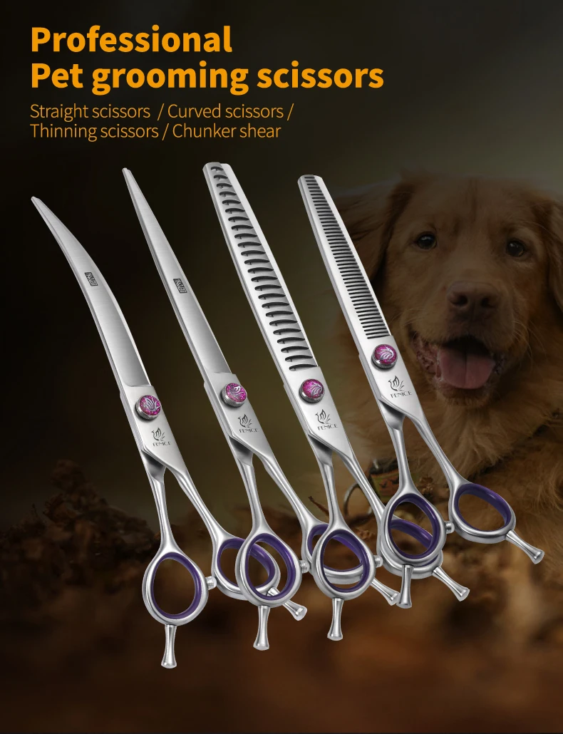 Fenice 7.0/8.0inch Professional Dog Grooming Scissors Thinning Chunker Shears JP440C Pets Dogs Groomer Tools
