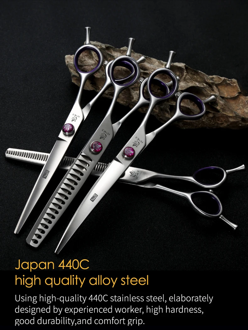 Fenice 7.0/8.0inch Professional Dog Grooming Scissors Thinning Chunker Shears JP440C Pets Dogs Groomer Tools