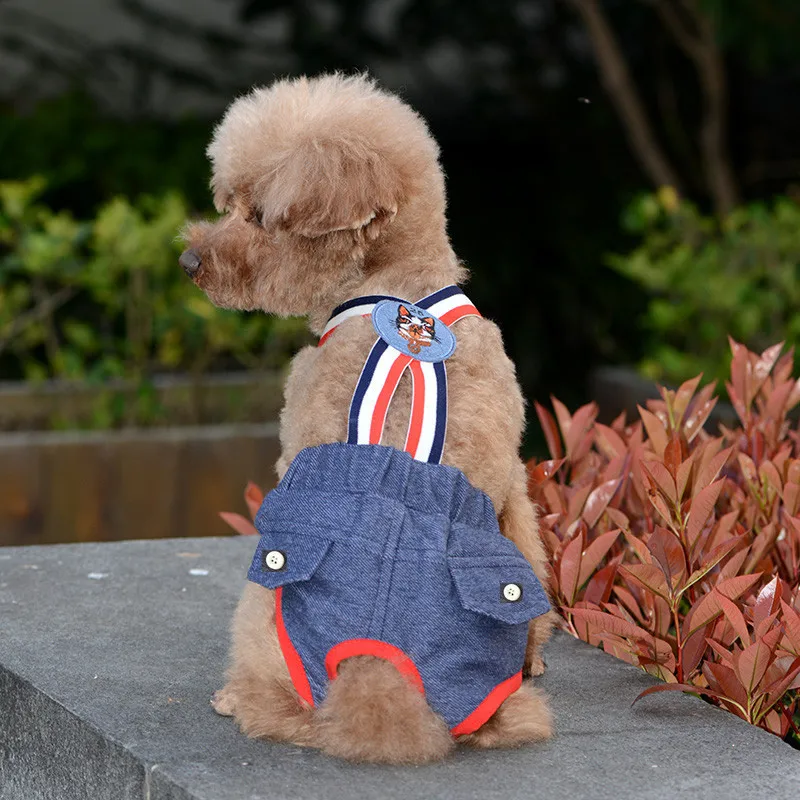 Denim French Bulldog Pet Physiological Pants Dot Female Dog Safety Sanitary Panties for Small Medium Dogs Cats Mascotas Shorts
