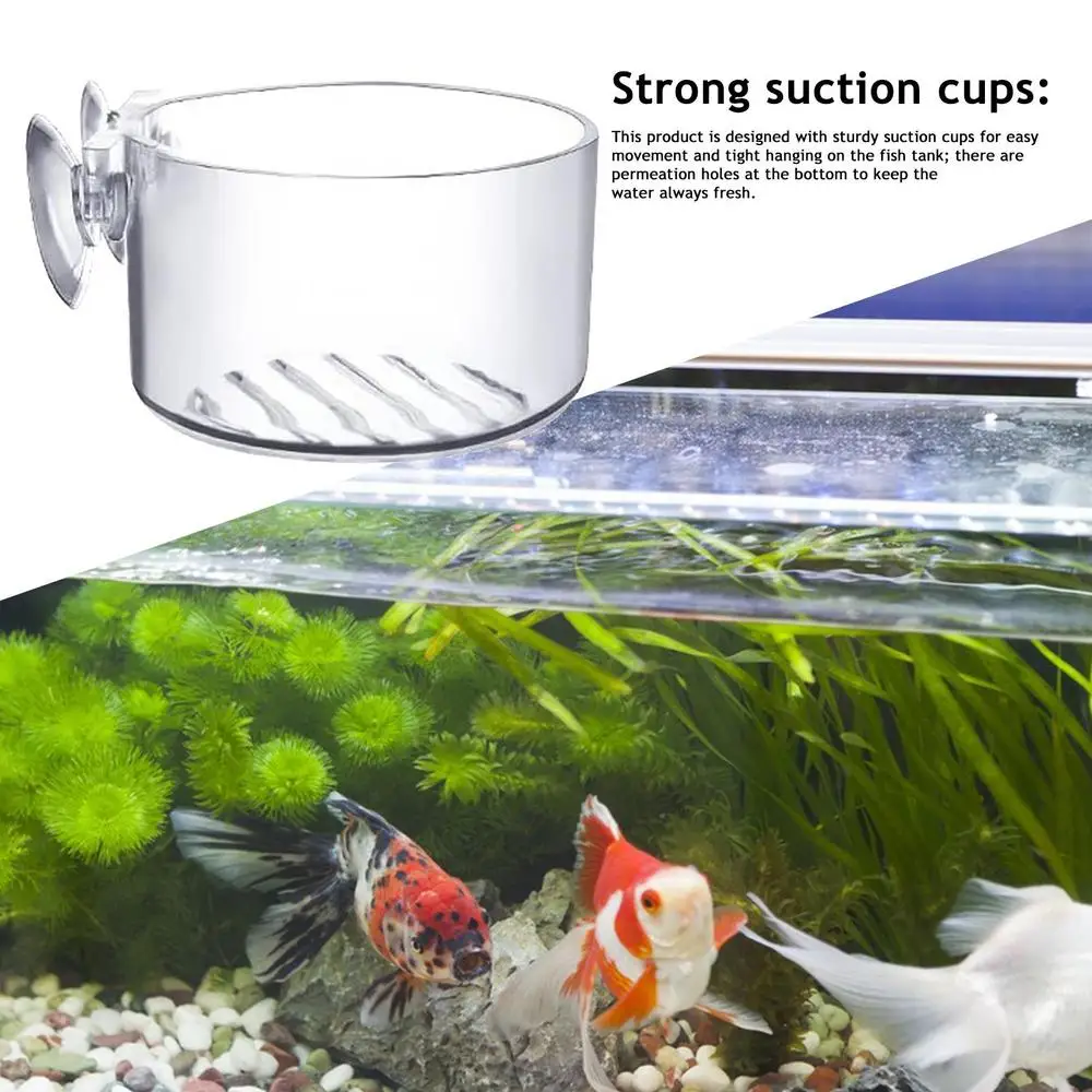 Aquarium Decoration Plant Cup Pot Acrylic Aquatic Plant Cup With Suction Holder Water Potted Planting Cup Aquarium Feeding Tool