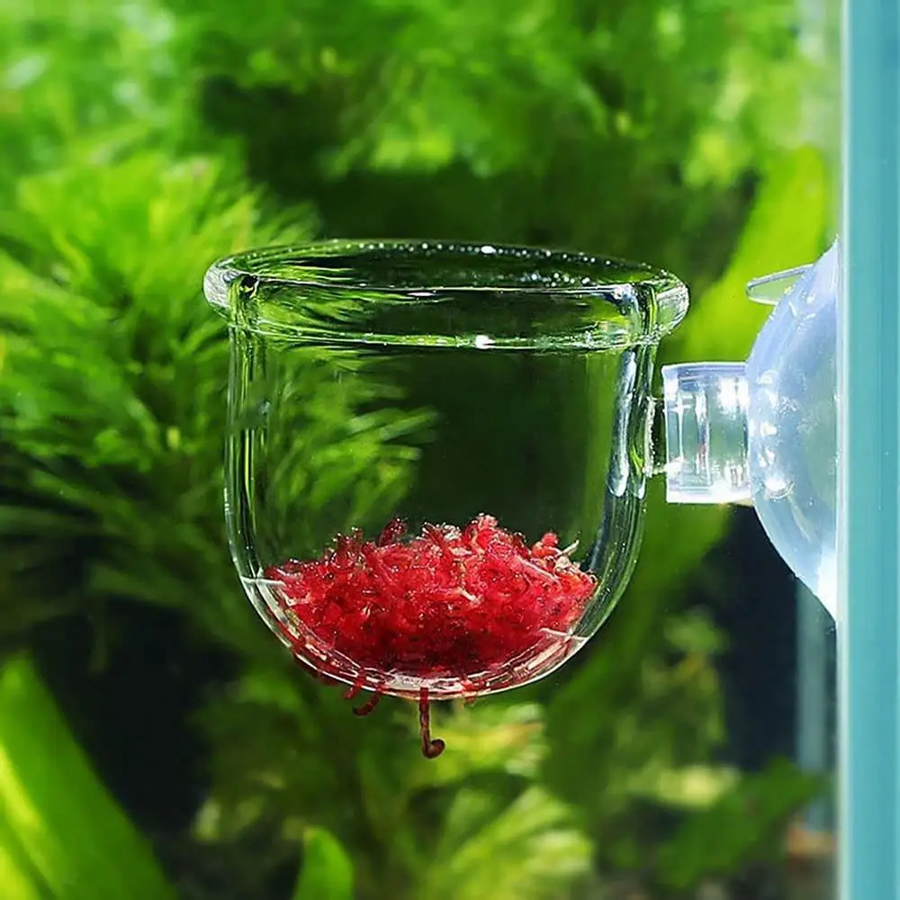 Aquarium Decoration Plant Cup Pot Acrylic Aquatic Plant Cup With Suction Holder Water Potted Planting Cup Aquarium Feeding Tool