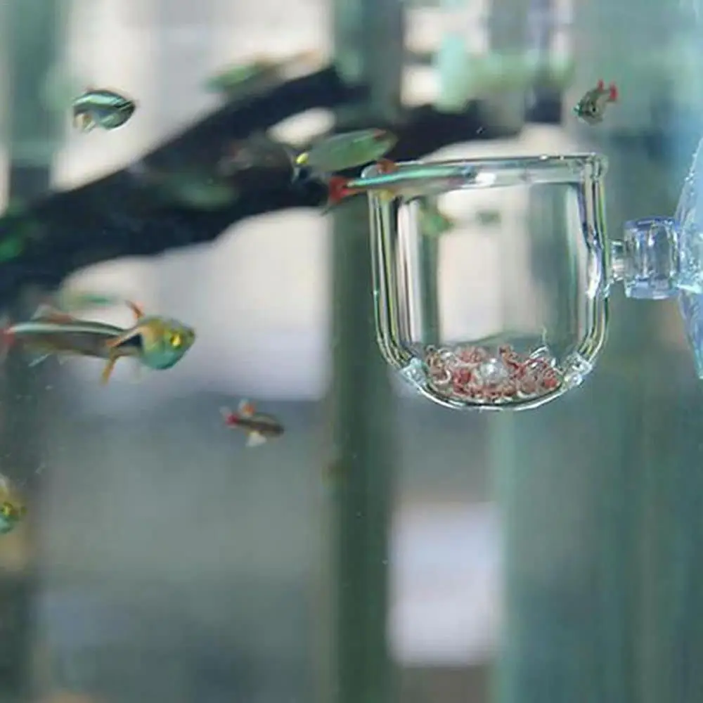 Aquarium Decoration Plant Cup Pot Acrylic Aquatic Plant Cup With Suction Holder Water Potted Planting Cup Aquarium Feeding Tool