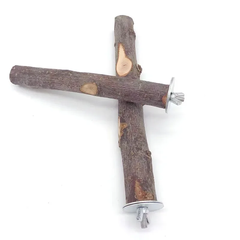 Natural Wood Pet Parrot Raw Wood Fork Tree Branch Stand Rack Squirrel Bird Hamster Branch Perches Chew Bite Toys Stick