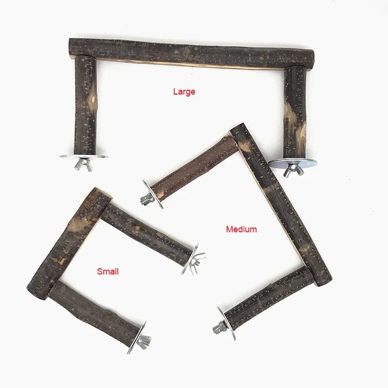 Natural Wood Pet Parrot Raw Wood Fork Tree Branch Stand Rack Squirrel Bird Hamster Branch Perches Chew Bite Toys Stick