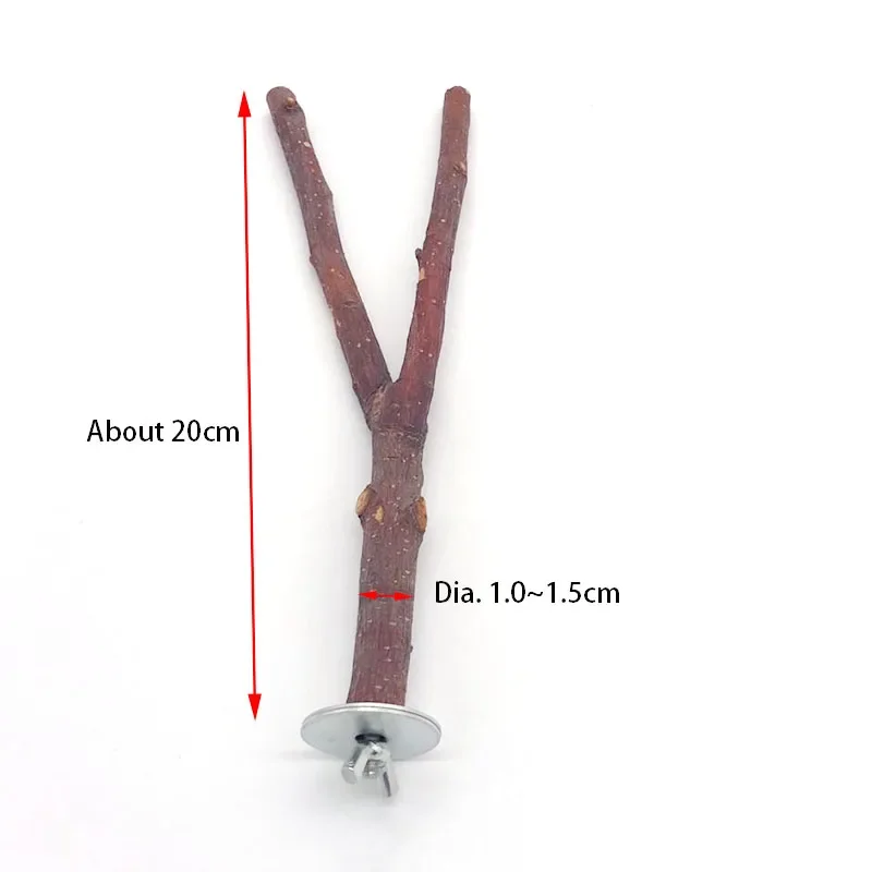 Natural Wood Pet Parrot Raw Wood Fork Tree Branch Stand Rack Squirrel Bird Hamster Branch Perches Chew Bite Toys Stick