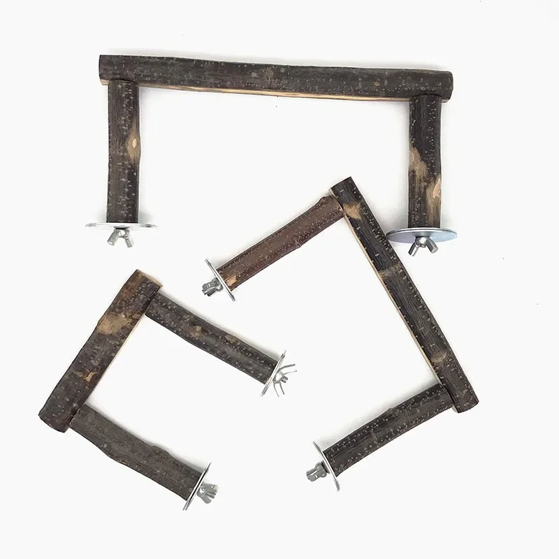 Natural Wood Pet Parrot Raw Wood Fork Tree Branch Stand Rack Squirrel Bird Hamster Branch Perches Chew Bite Toys Stick