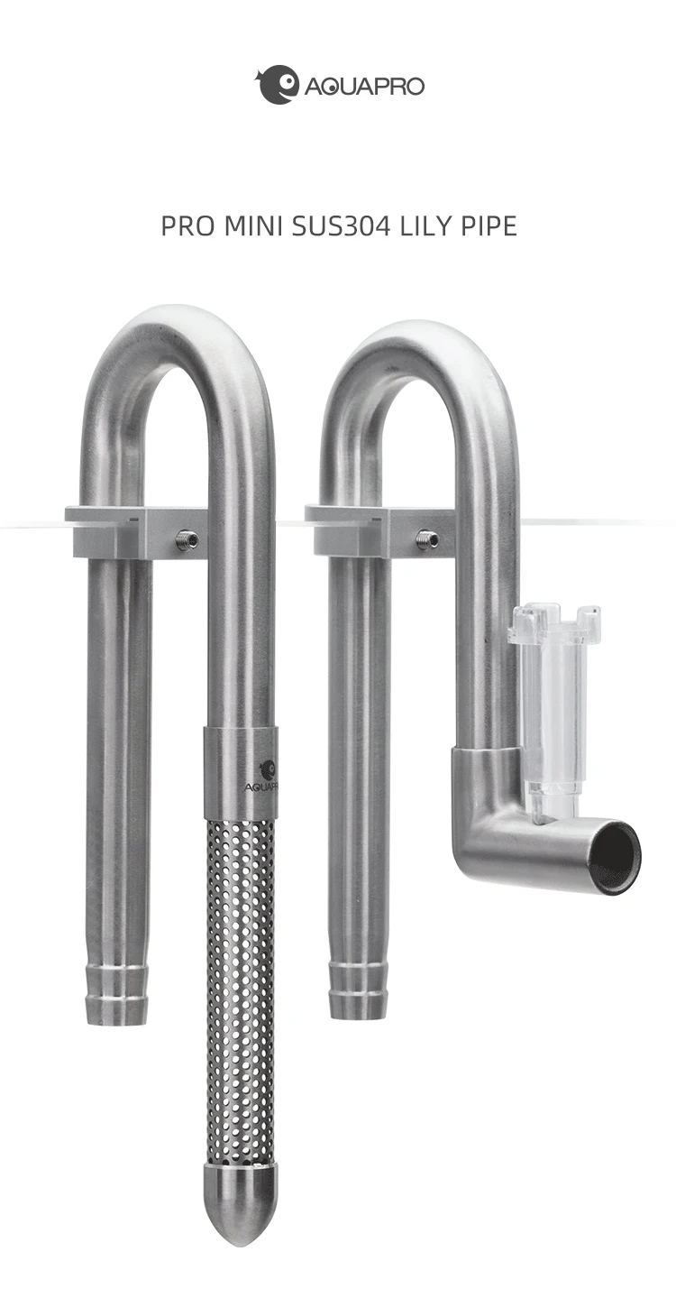 AQUAPRO Mini Skimmer Stainless Steel Inlet Outlet Pipes Inflow Outflow Shrimp Water Filter Aquarium Fish Tanks Accessories