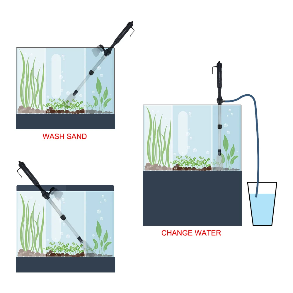 Aquarium Fish Tank Pipe Gravel Cleaner Tool Changing Water Filters Tools Waste Remover Electric Water Change Pump Vacuum