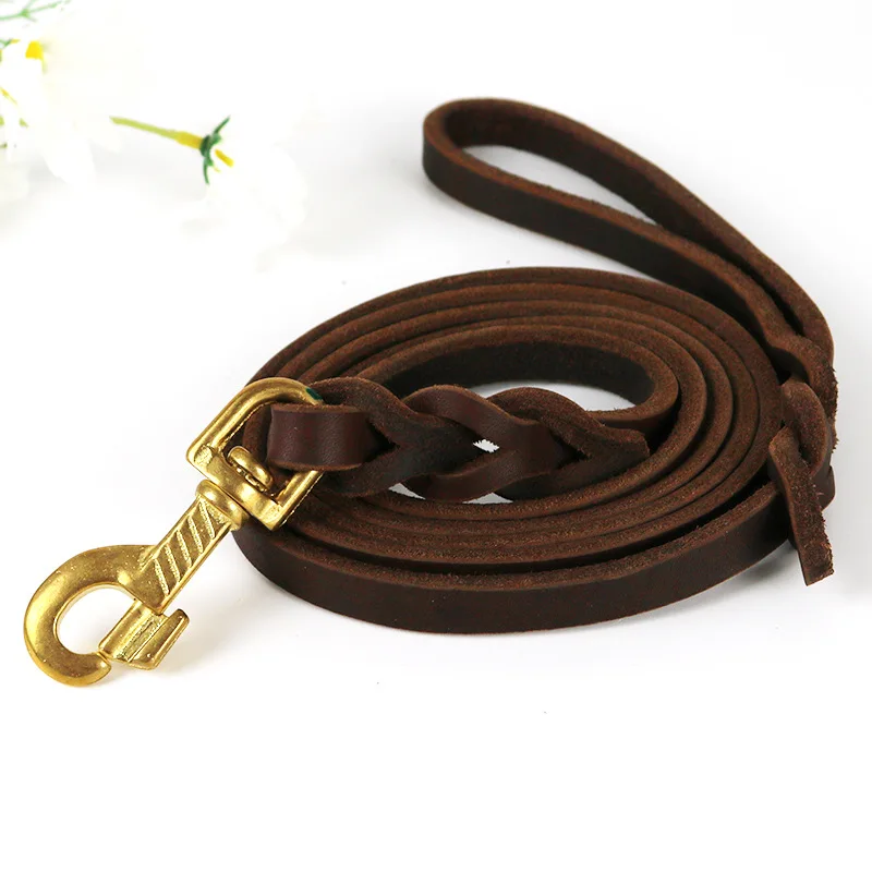 Leather Dog Leash, Heavy Duty Genuine Leather Braided Dog Leashes for Large Medium Small Dogs Shepherd Training and Walking