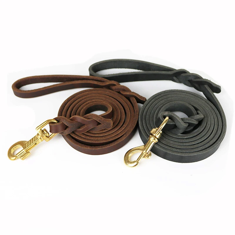 Leather Dog Leash, Heavy Duty Genuine Leather Braided Dog Leashes for Large Medium Small Dogs Shepherd Training and Walking