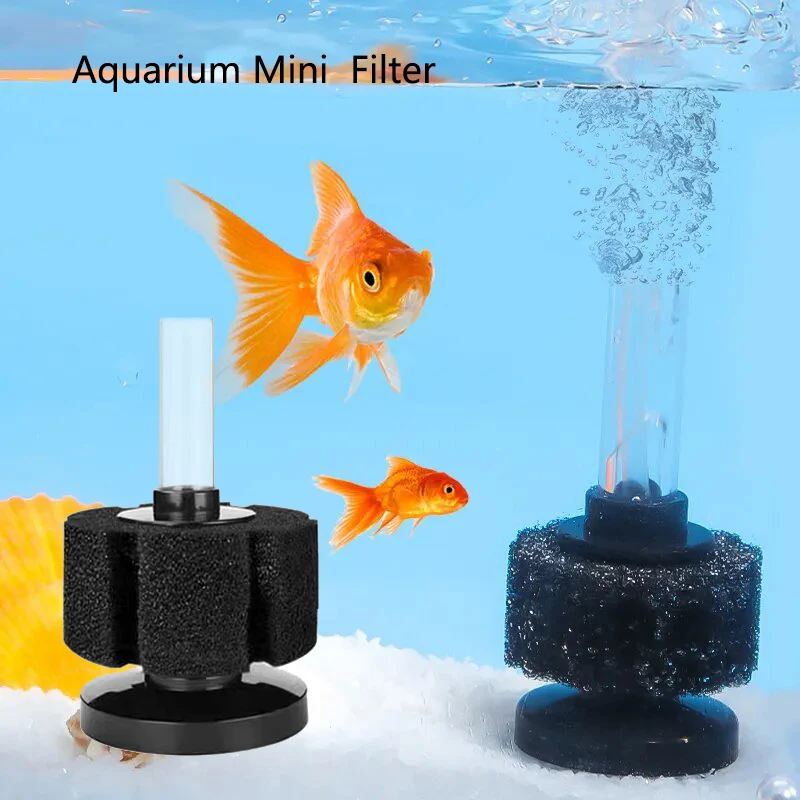Mini Aquarium Sponge Filter Fish Tank Shrimp Pond Air Pump Biochemical Sponge Filter Aquarium Filtration Filter BioSponge Filter