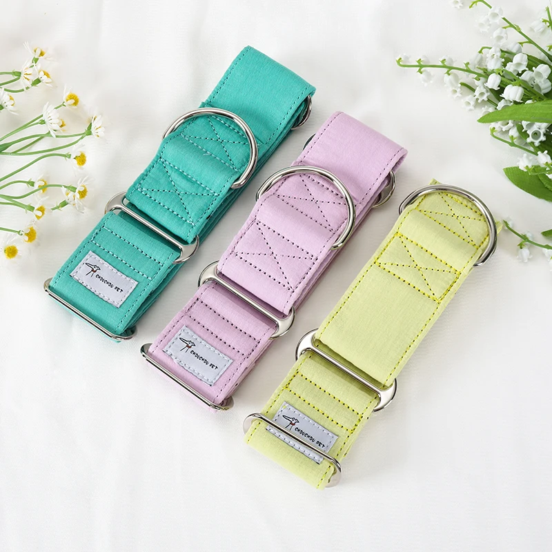 Italian Greyhound Whippet Martingale wide adjustable dog collar patterned cotton collar