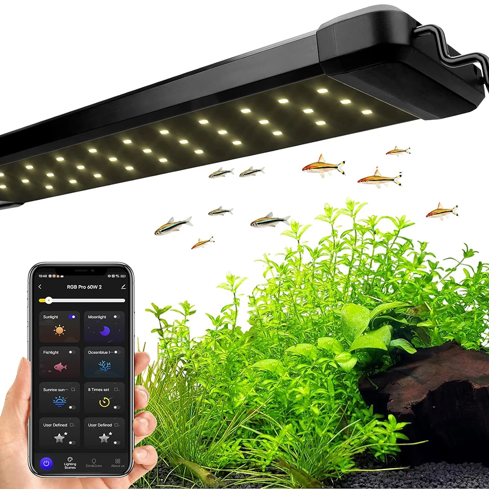 Smart Aquarium Light App Control Full Spectrum Fish Tank Light Bluetooth Coral Reef Lamp for Freshwater Saltwater Tank Lamps