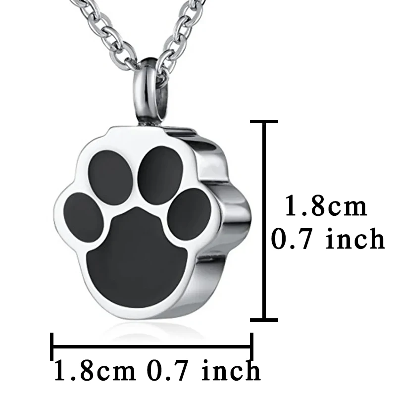 Pet Cat Dog Paw Print Cremation Jewelry for Ashes Wearable Urn Necklace Keepsake Memorial Pendant for Women Men
