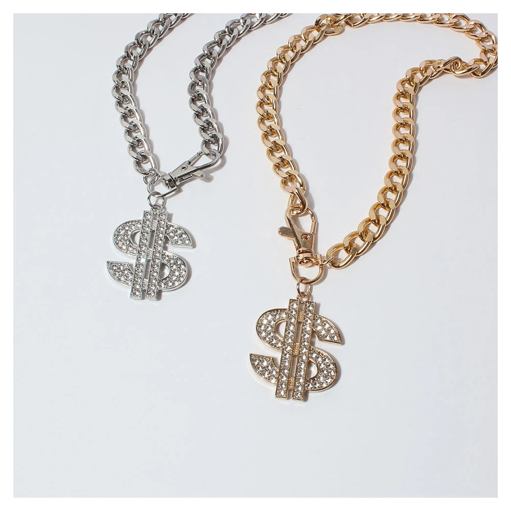 Luxury Dog Collar Necklace for Small Medium Dogs Dollar Sign Pendants Hip Hop Gold/Silver Plated Chain Jewelry Pet Accessories