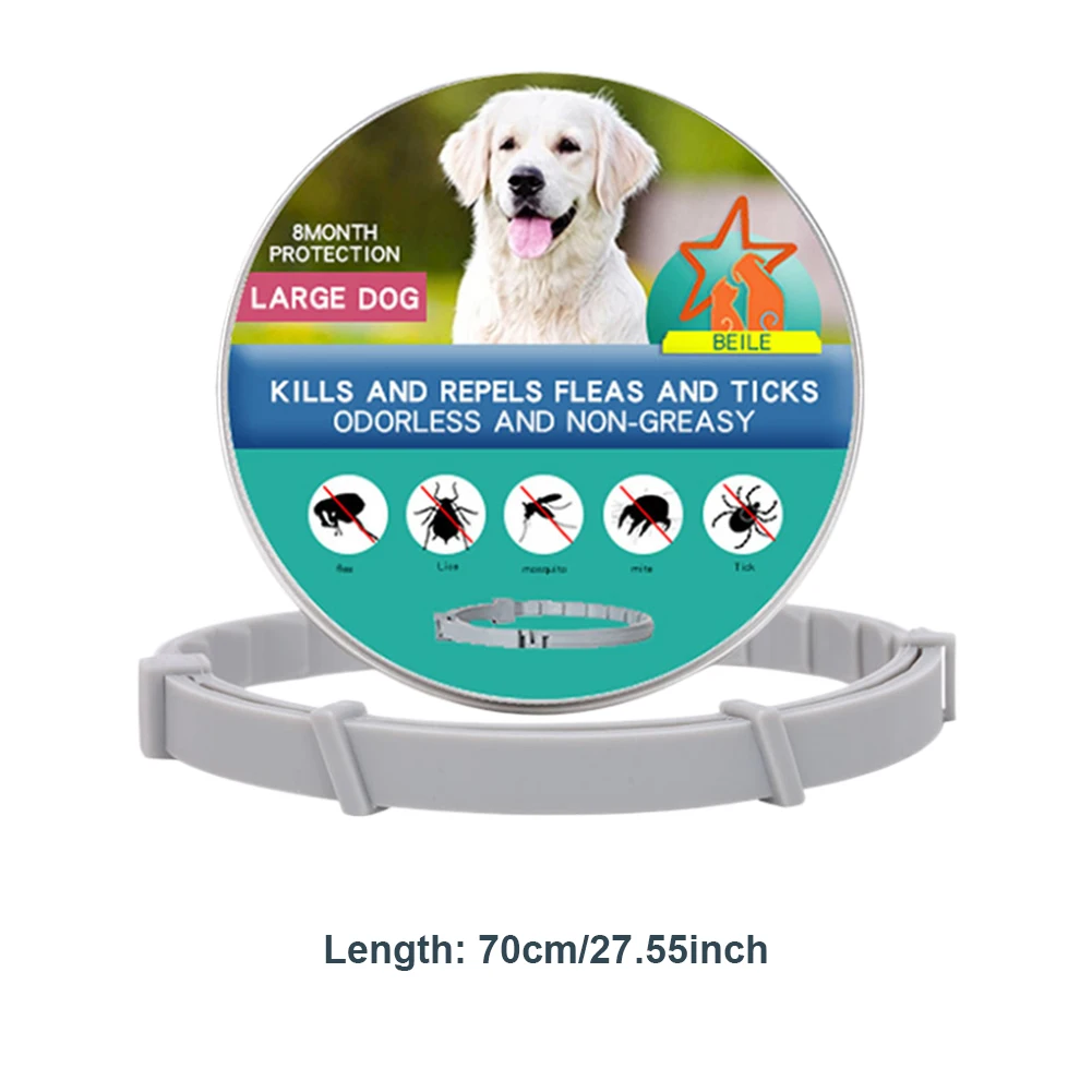 Dog Anti Flea And Tick Collars,Pet 8Month Protection Adjustable Collar For Large Dog Puppy Cat, Dogs Accessories