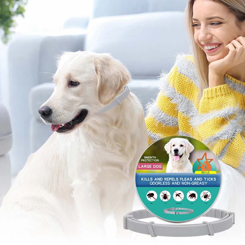 Dog Anti Flea And Tick Collars,Pet 8Month Protection Adjustable Collar For Large Dog Puppy Cat, Dogs Accessories