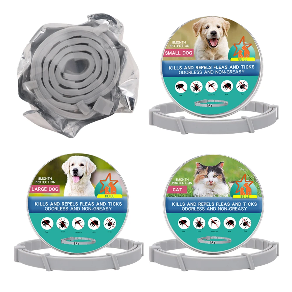 Dog Anti Flea And Tick Collars,Pet 8Month Protection Adjustable Collar For Large Dog Puppy Cat, Dogs Accessories
