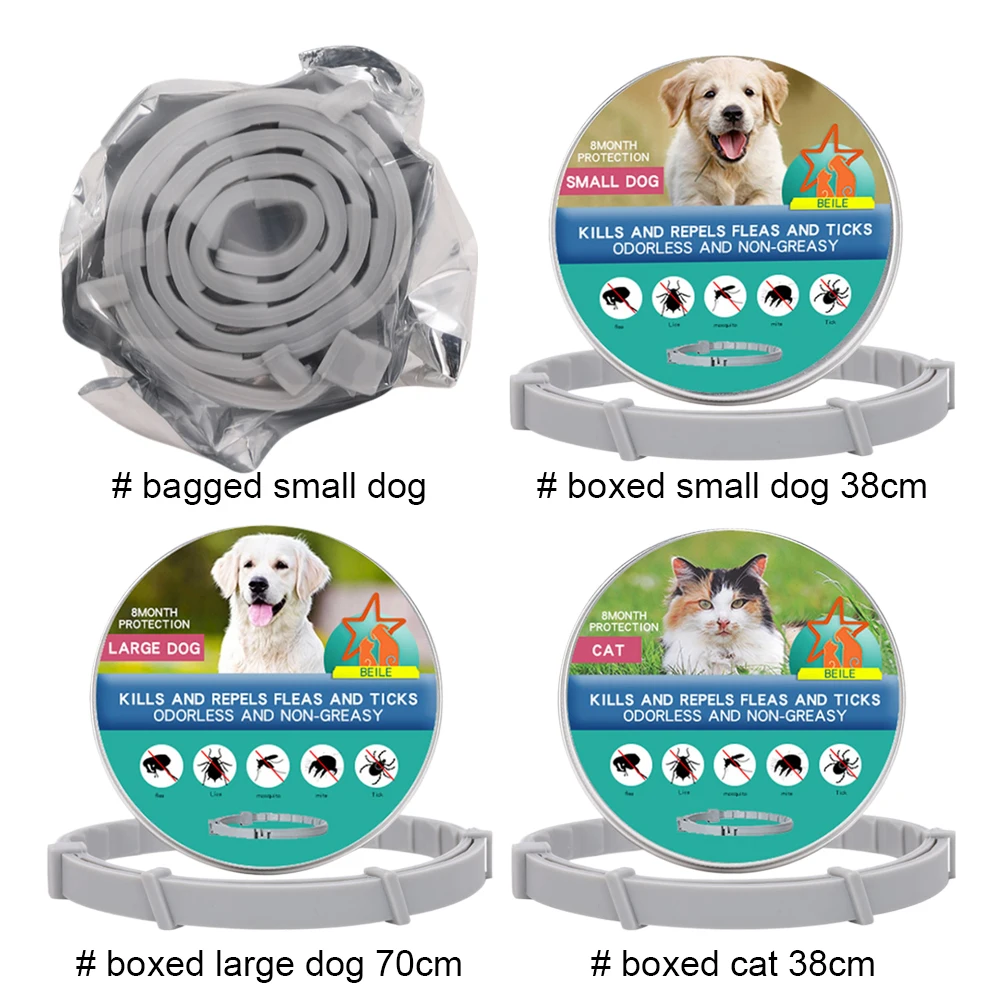 Dog Anti Flea And Tick Collars,Pet 8Month Protection Adjustable Collar For Large Dog Puppy Cat, Dogs Accessories