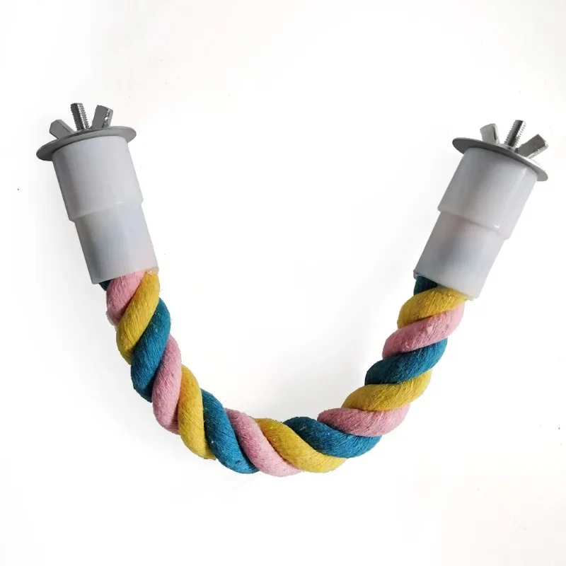 Pet Bird Bite Toys Parrot Color Cotton Rope Toys Elastic Parrot Climbing Toys Sturdy Bird Swing Harness Cage Pet Toy Swing Stand