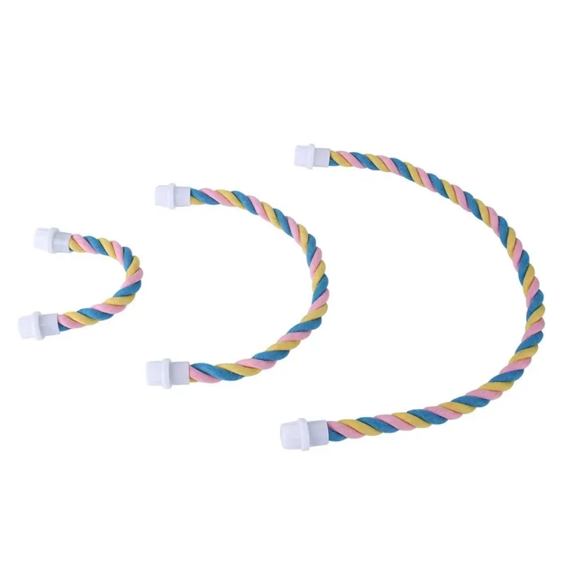 Pet Bird Bite Toys Parrot Color Cotton Rope Toys Elastic Parrot Climbing Toys Sturdy Bird Swing Harness Cage Pet Toy Swing Stand