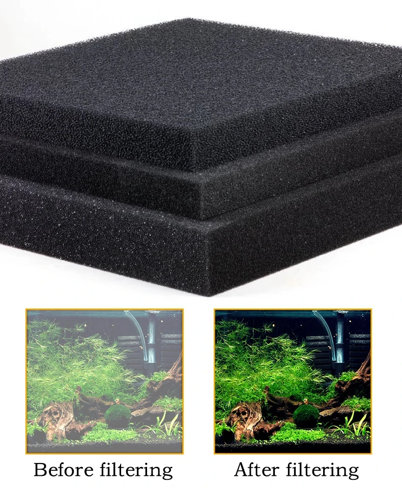 15 25 35 50ppi Aquarium Biochemical Cotton Filter Practical Aquarium Pond Foam Sponge Filter Black Multi-size Aquarium Supplies