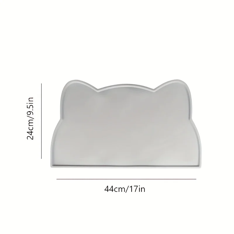Pet Feeding Mat For Dogs & Cats, Thin Silicone Waterproof Cat Food Mat Cat Bowl Mat With Raised Edge, Cat Placemat
