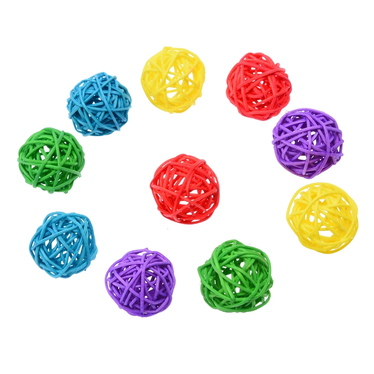 10pcs Primary Color Sepak Takraw Parrot Chewing Toy Ball Pet Bird Foot Scratching Toy Pet Chewing Toy Sepak Takraw
