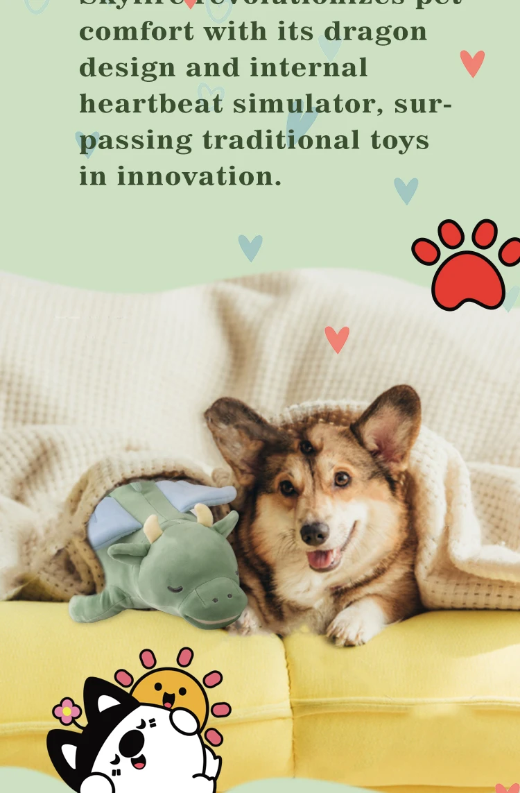 PETFULED Gem Flying Dragon Dog Heartbeat Toy, Puppy Separation Stress Toy, Puppy Behavioral Training Aid for Dog Sleep Aid Plush