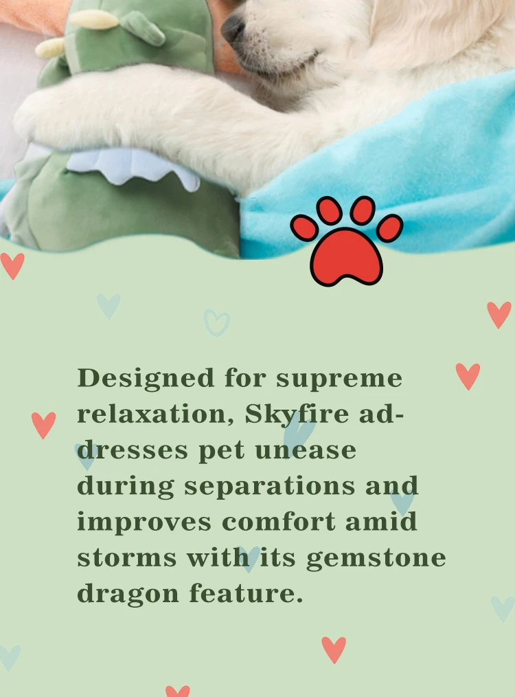 PETFULED Gem Flying Dragon Dog Heartbeat Toy, Puppy Separation Stress Toy, Puppy Behavioral Training Aid for Dog Sleep Aid Plush