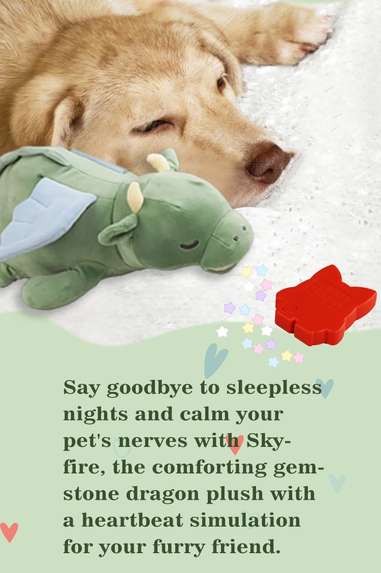 PETFULED Gem Flying Dragon Dog Heartbeat Toy, Puppy Separation Stress Toy, Puppy Behavioral Training Aid for Dog Sleep Aid Plush