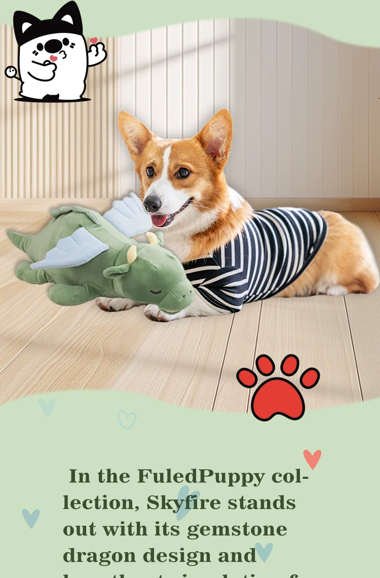 PETFULED Gem Flying Dragon Dog Heartbeat Toy, Puppy Separation Stress Toy, Puppy Behavioral Training Aid for Dog Sleep Aid Plush