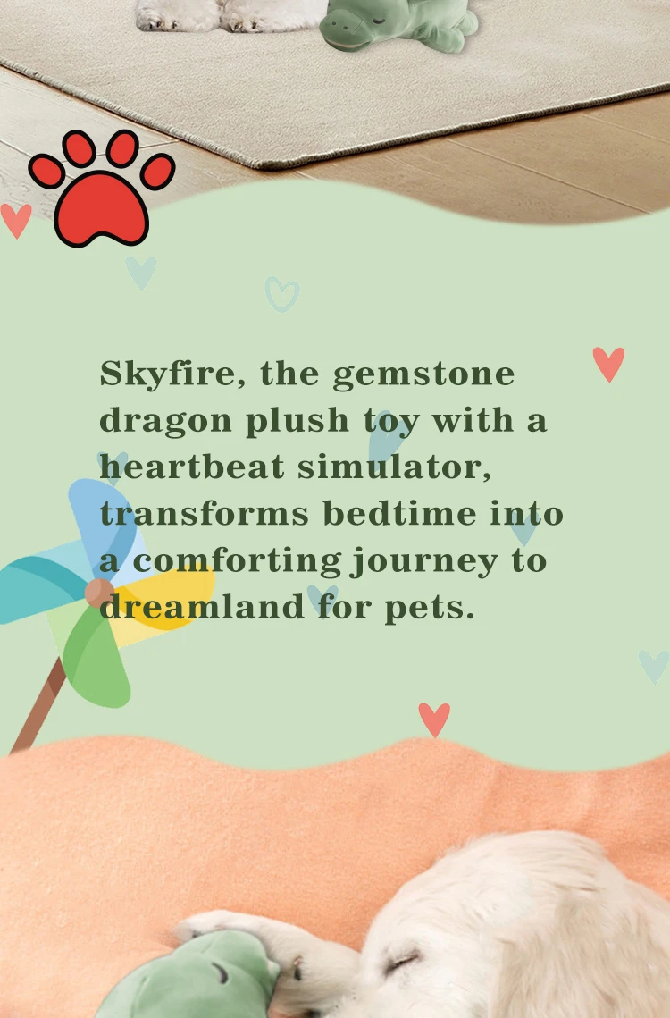 PETFULED Gem Flying Dragon Dog Heartbeat Toy, Puppy Separation Stress Toy, Puppy Behavioral Training Aid for Dog Sleep Aid Plush