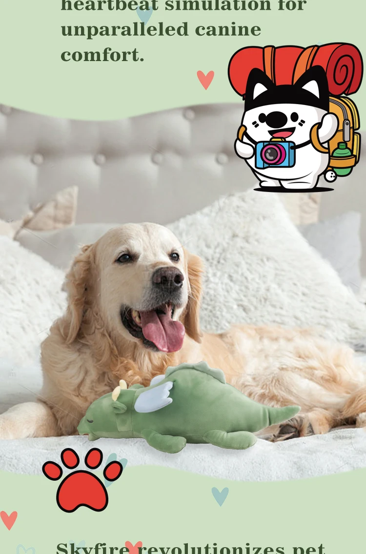 PETFULED Gem Flying Dragon Dog Heartbeat Toy, Puppy Separation Stress Toy, Puppy Behavioral Training Aid for Dog Sleep Aid Plush