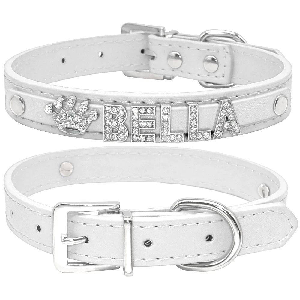 Personalized Small Dogs Chihuahua Collar Bling Rhinestone Dog Collars Free Custom Pet Dogs Cats Name Charms Pet Accessories