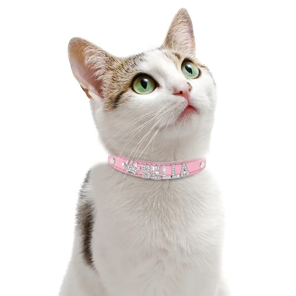 Personalized Small Dogs Chihuahua Collar Bling Rhinestone Dog Collars Free Custom Pet Dogs Cats Name Charms Pet Accessories