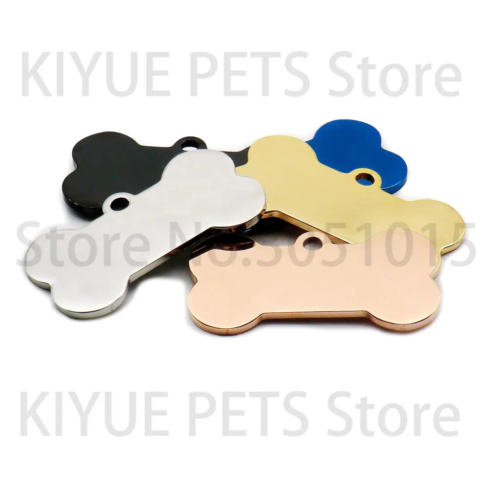 Wholesale 100pcs Bone Pet ID Tag Blank Engraved Stainless Steel Pet Supplies Cat Collar Accessory DIY Name Pendant Personalized