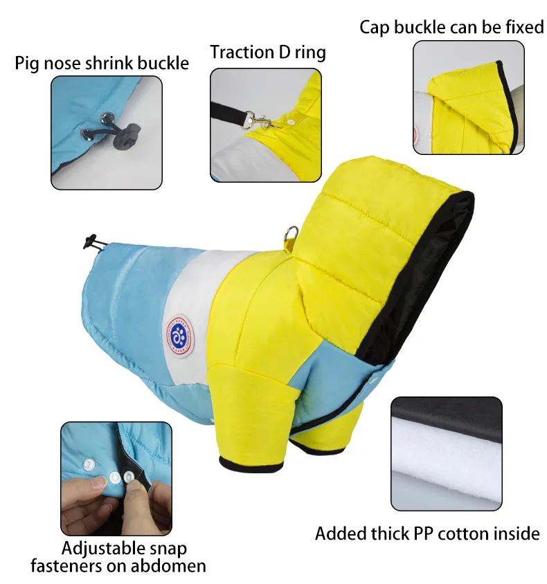Waterproof Warm Winter Pet Jacket Cotton Puppy Costume French Bulldog Outfit Coat Chihuahua Clothing Vest For Small Dogs Suit