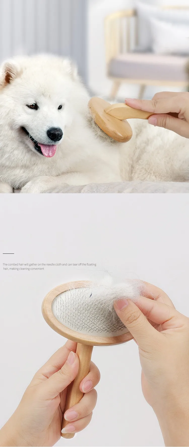 Dog Comb Wooden Handle Dog Brush Pet Grooming Comfortable Handle Combs for Cats Hair Knot Opening Dogs Hair Remover Pet Products