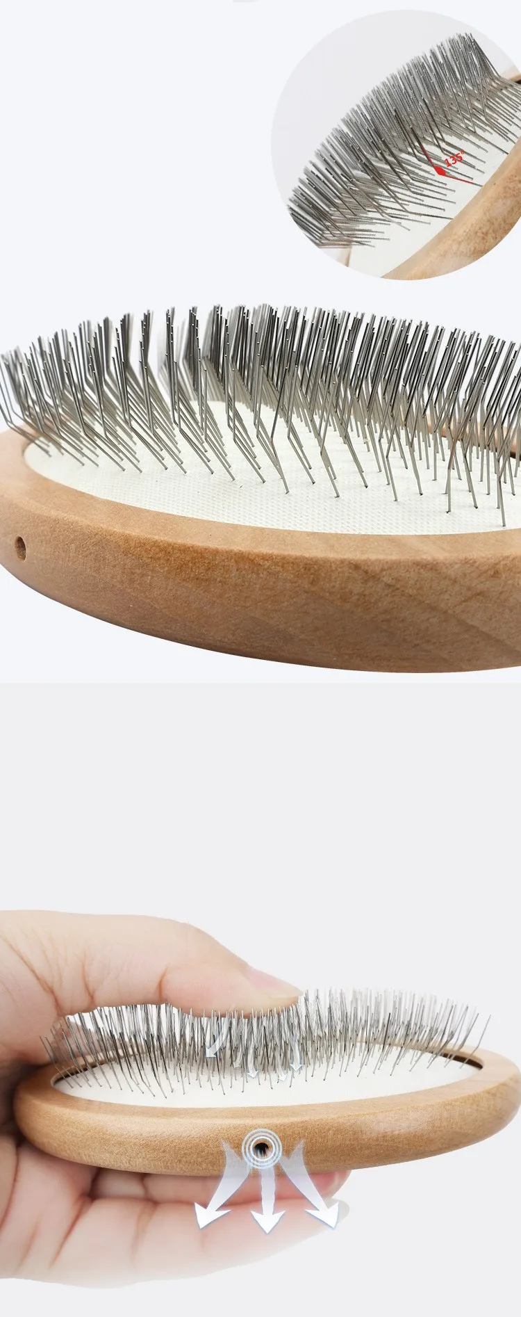Dog Comb Wooden Handle Dog Brush Pet Grooming Comfortable Handle Combs for Cats Hair Knot Opening Dogs Hair Remover Pet Products